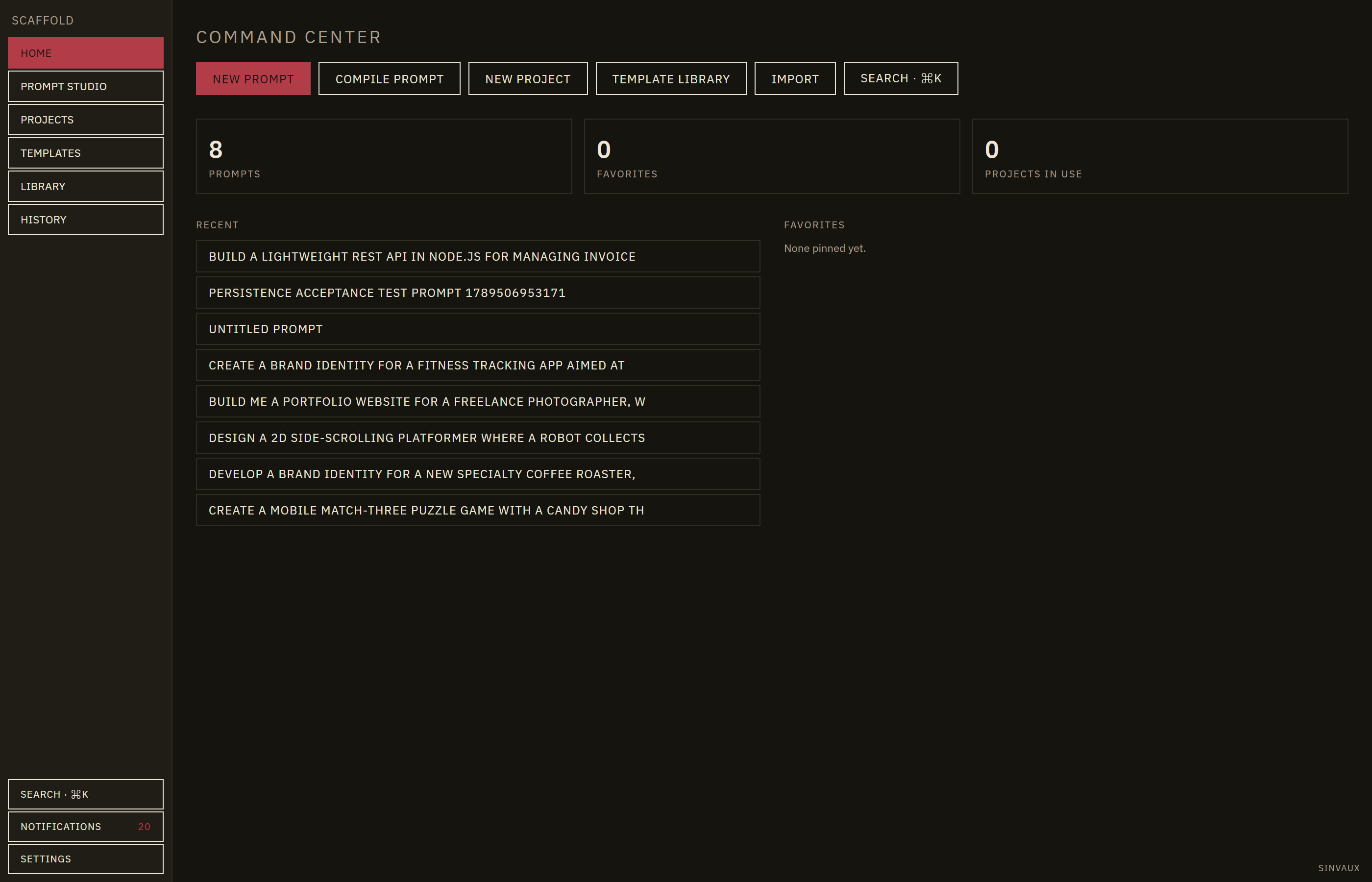 Scaffold prompt compiler desktop application workspace
