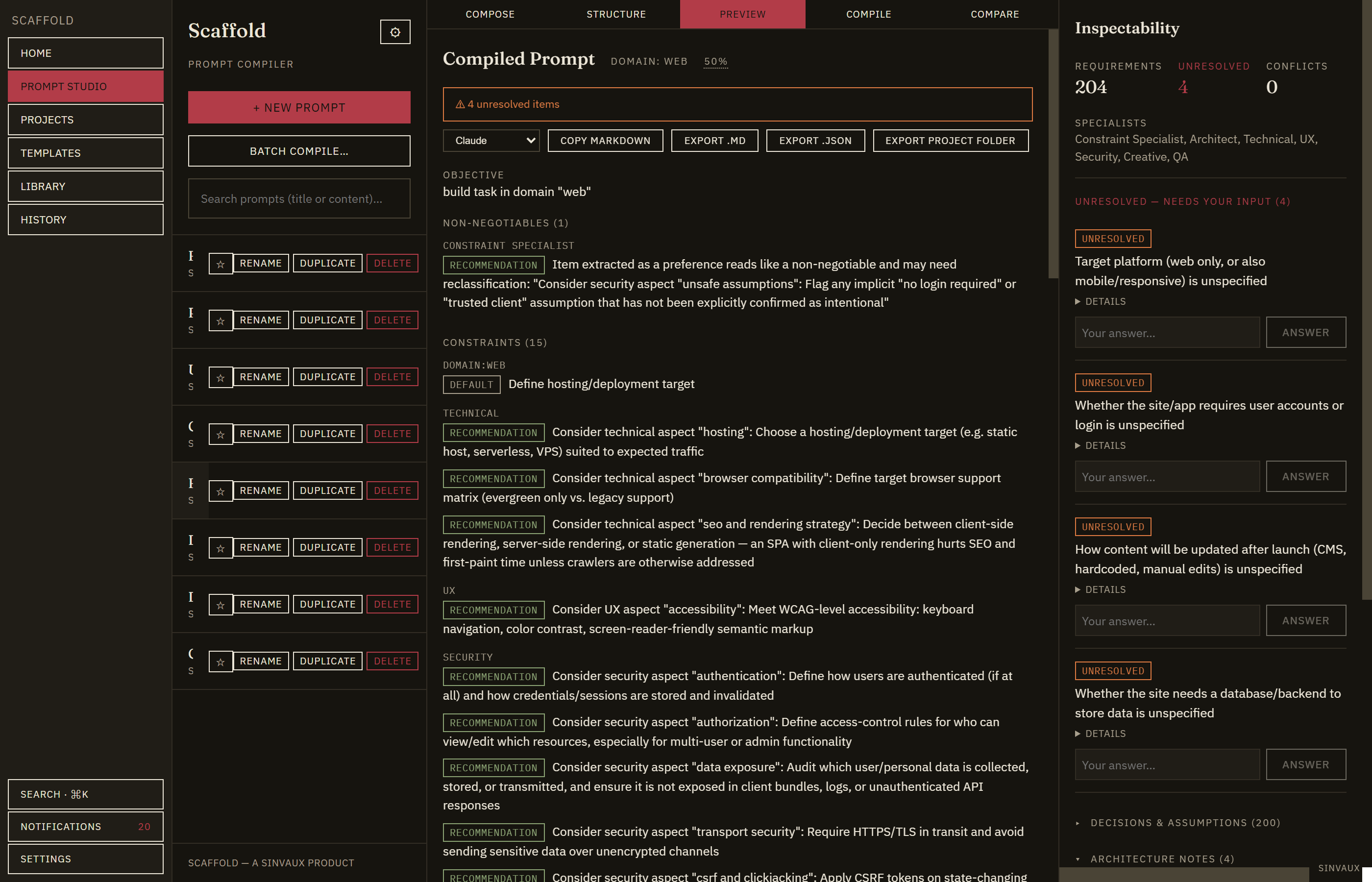 Model Handoff tab for Anthropic Claude, OpenAI ChatGPT, and Gemini