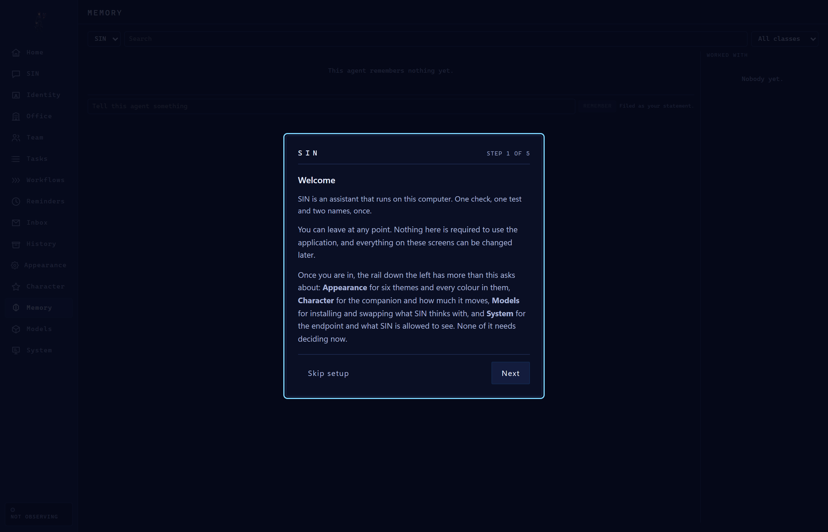 SIN Agent Associative Memory Browser