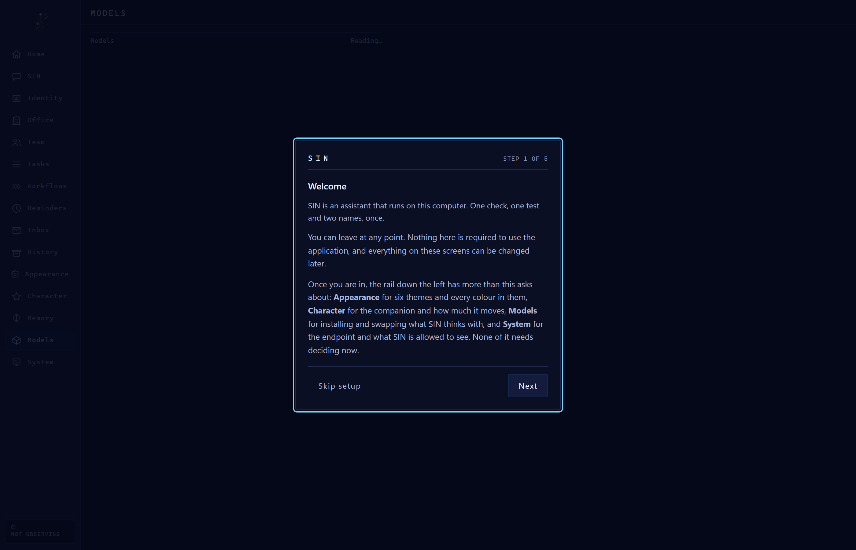 SIN Agent Models Configuration and Provider Settings